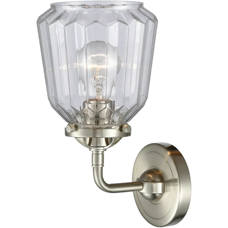 Nouveau Chatham 1 Light 6 inch Brushed Satin Nickel Sconce Wall Light in Clear Glass, Nouveau
