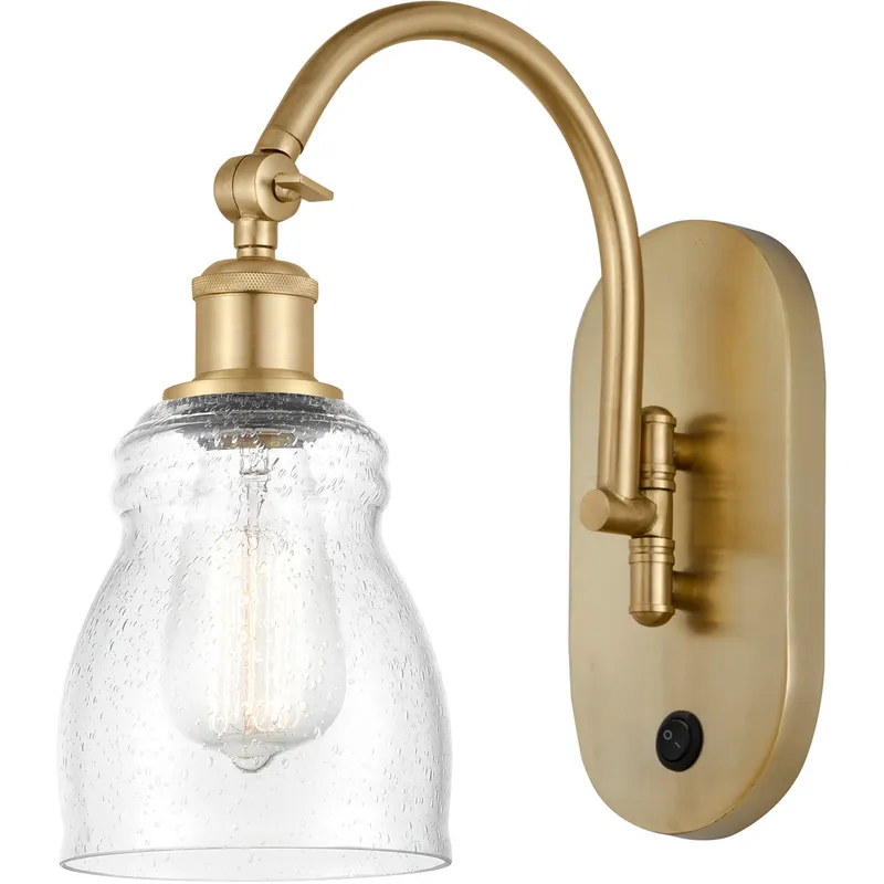 Ballston Ellery 1 Light 5.3 inch Satin Gold Sconce Wall Light in Seedy Glass