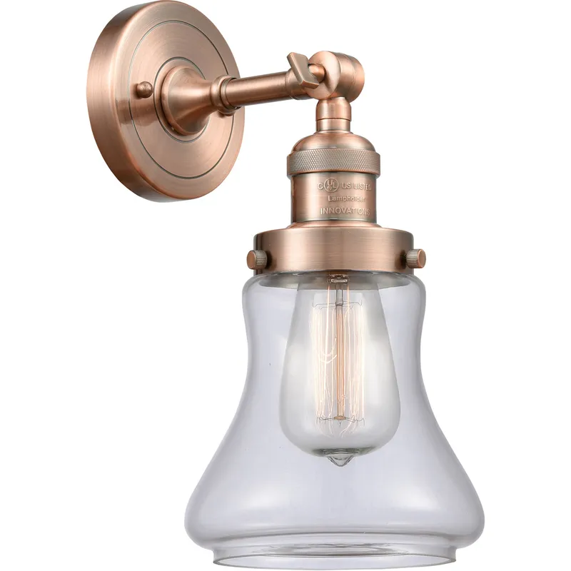 Franklin Restoration Bellmont 1 Light 7 inch Antique Copper Sconce Wall Light in Clear Glass, Franklin Restoration