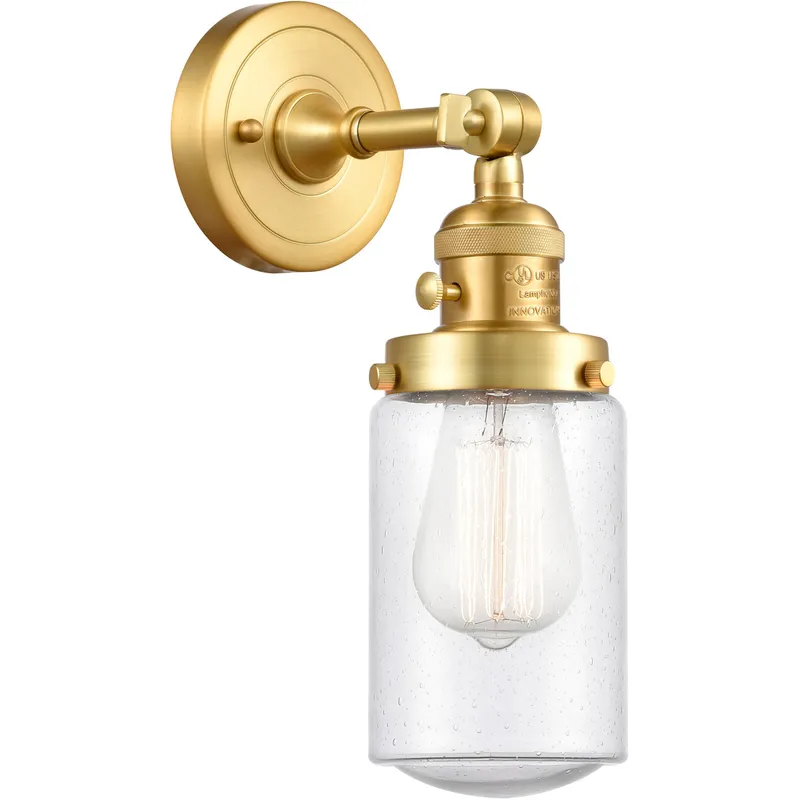Franklin Restoration Dover 1 Light 5 inch Satin Gold Sconce Wall Light in Seedy Glass, Franklin Restoration