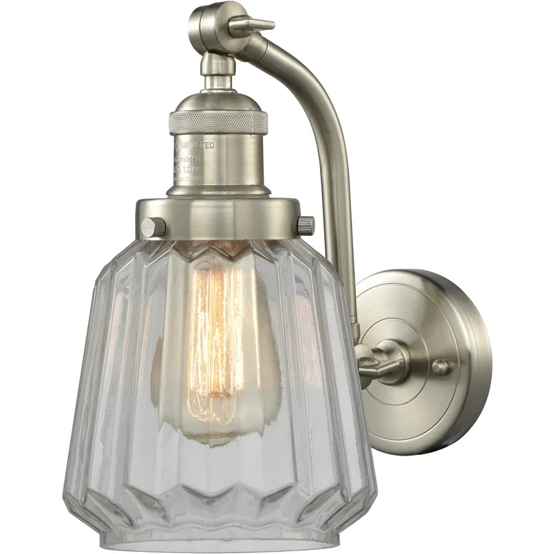Franklin Restoration Chatham LED 6 inch Brushed Satin Nickel Sconce Wall Light in Clear Glass, Franklin Restoration