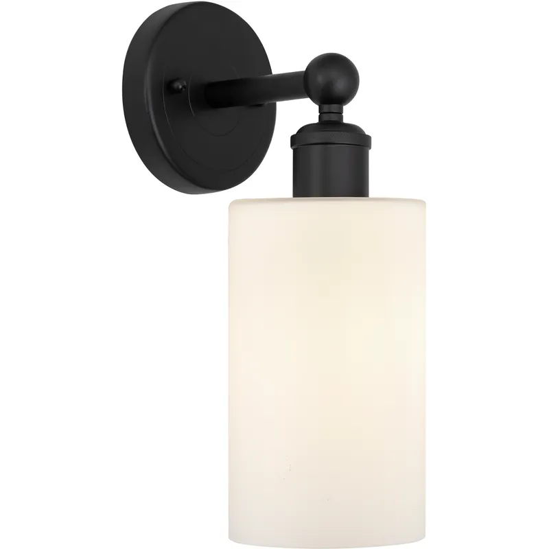 Edison Clymer 1 Light 4 inch Matte Black Sconce Wall Light in Matte White Glass