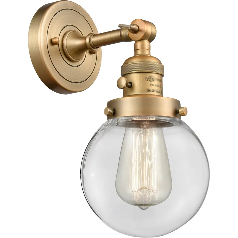 Franklin Restoration Beacon 1 Light 6 inch Brushed Brass Sconce Wall Light in Clear Glass, Franklin Restoration