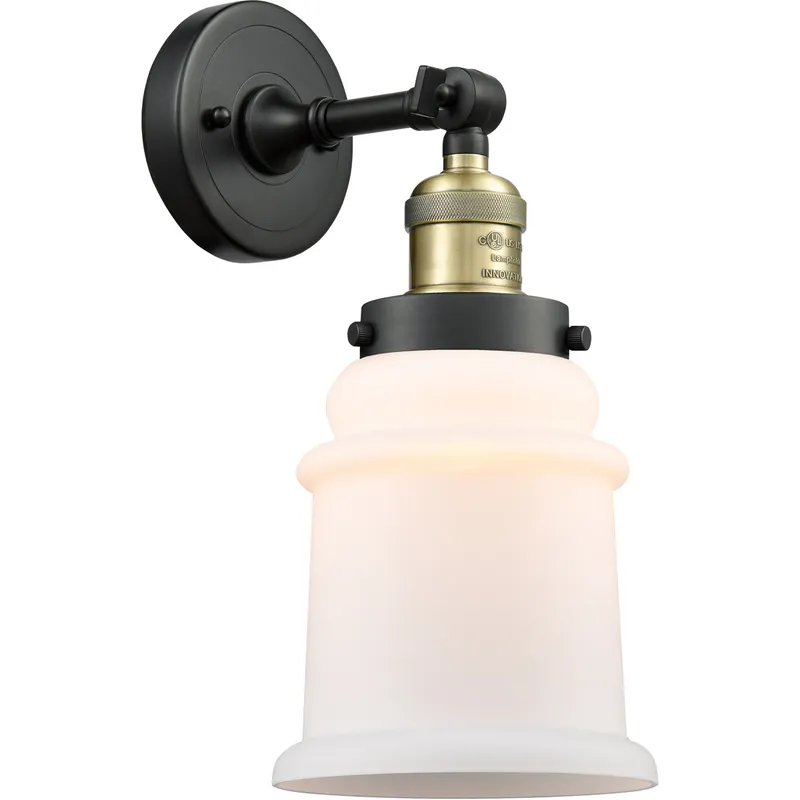Franklin Restoration Canton LED 7 inch Black Antique Brass Sconce Wall Light in Matte White Glass, Franklin Restoration