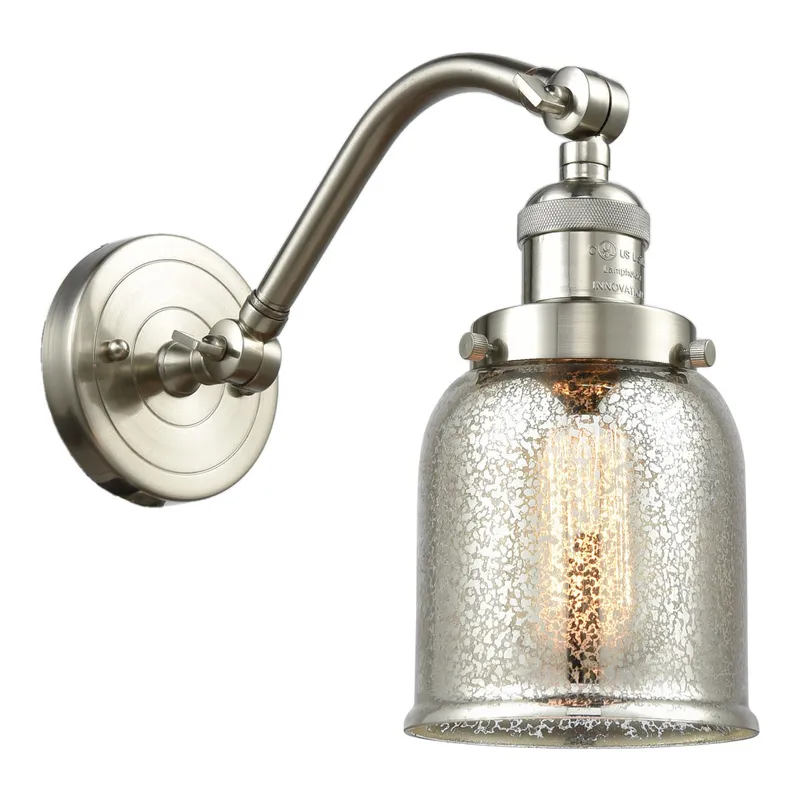 Franklin Restoration Small Bell 1 Light 5 inch Brushed Satin Nickel Sconce Wall Light in Silver Plated Mercury Glass, Franklin Restoration