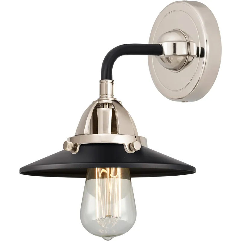 Nouveau 2 Railroad 1 Light 8 inch Black Polished Nickel Sconce Wall Light in Matte Black