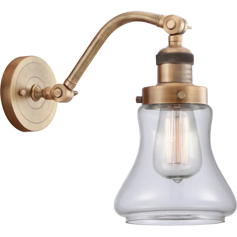 Franklin Restoration Bellmont LED 6.5 inch Brushed Brass Sconce Wall Light in Clear Glass, Franklin Restoration