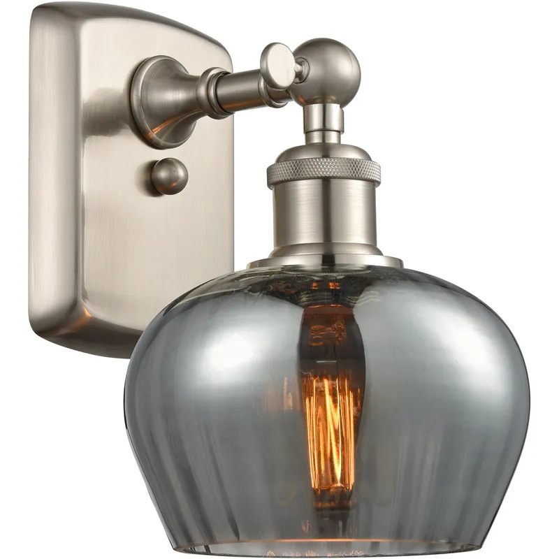 Ballston Fenton LED 7 inch Brushed Satin Nickel Sconce Wall Light in Plated Smoke Glass, Ballston