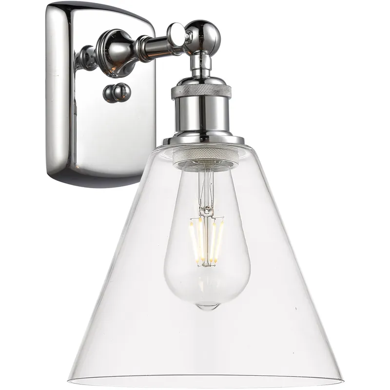 Ballston Cone 1 Light 8 inch Polished Chrome Sconce Wall Light in Clear Glass