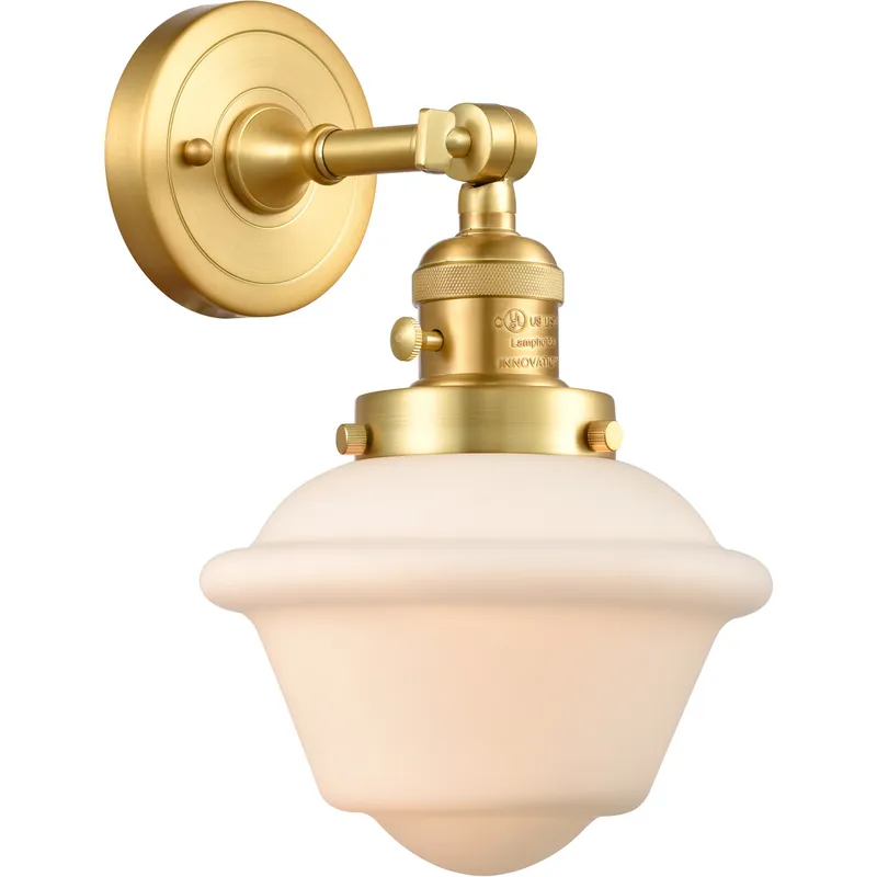 Franklin Restoration Small Oxford 1 Light 8 inch Satin Gold Sconce Wall Light in Matte White Glass, Franklin Restoration