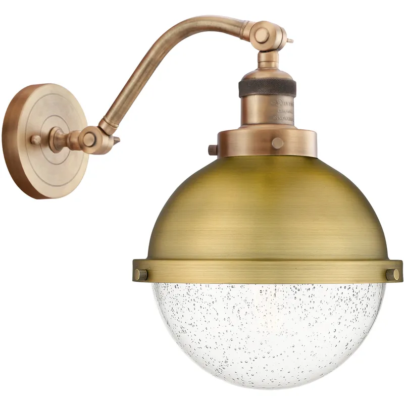 Franklin Restoration Hampden 1 Light 9 inch Brushed Brass Sconce Wall Light in Seedy Glass