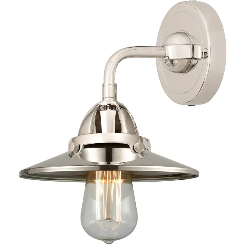 Nouveau 2 Railroad 1 Light 8 inch Polished Nickel Sconce Wall Light