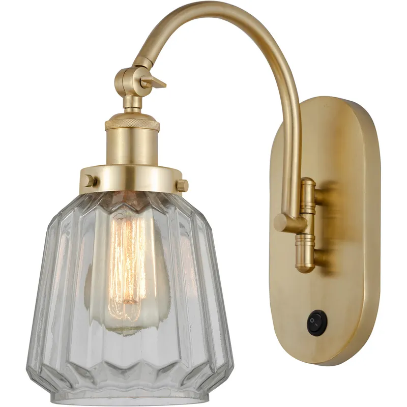 Franklin Restoration Chatham 1 Light 7 inch Satin Gold Sconce Wall Light in Clear Glass
