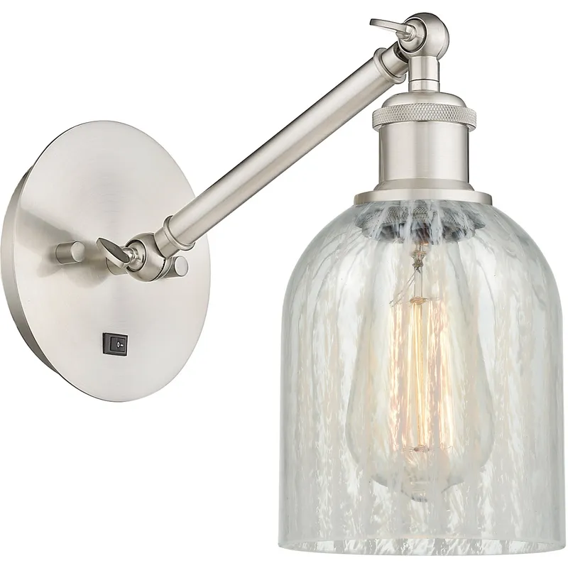 Ballston Caledonia LED 5.3 inch Brushed Satin Nickel Sconce Wall Light in Mouchette Glass