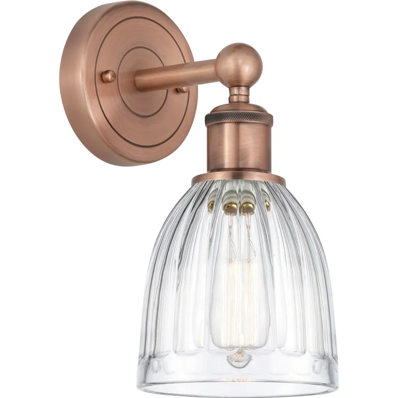 Brookfield Sconce Wall Light in Antique Copper, Clear