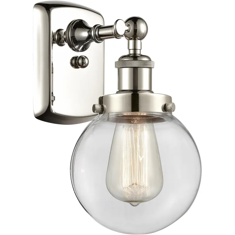 Ballston Beacon 1 Light 6 inch Polished Nickel Sconce Wall Light in Clear Glass