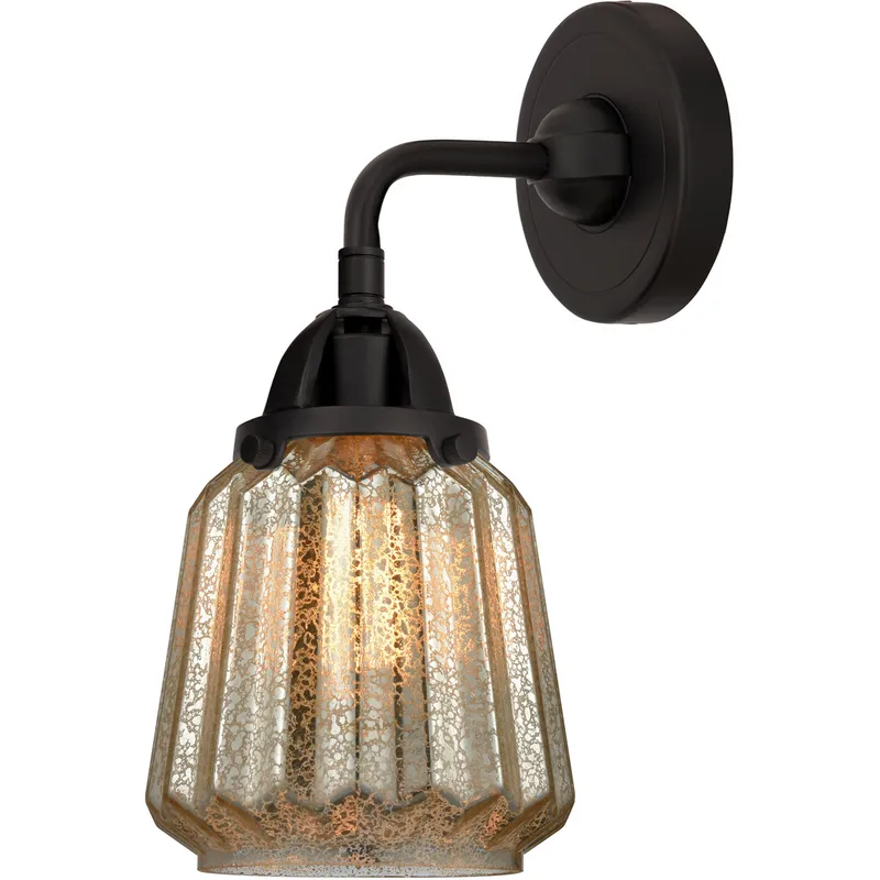 Nouveau 2 Chatham 1 Light 6 inch Matte Black Sconce Wall Light in Mercury Glass