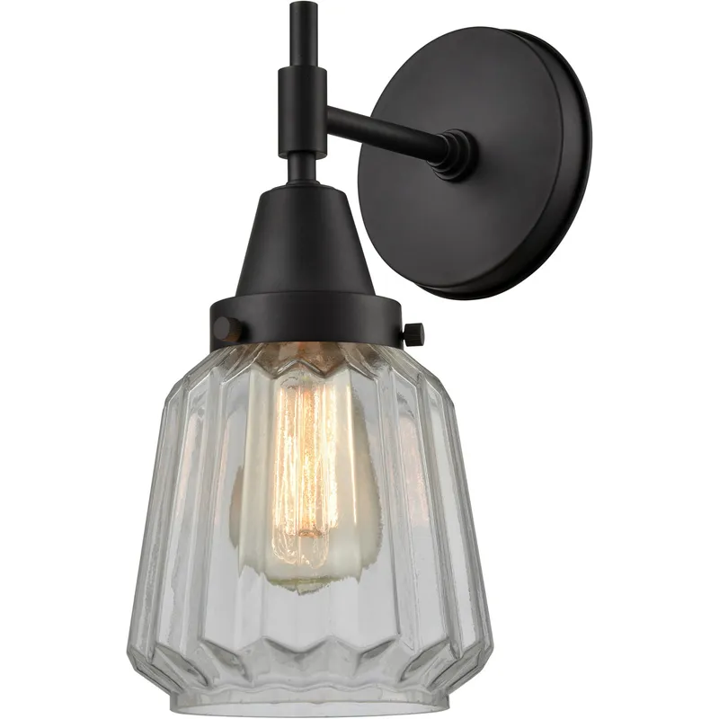 Caden LED 6.25 inch Matte Black Sconce Wall Light in Clear Glass