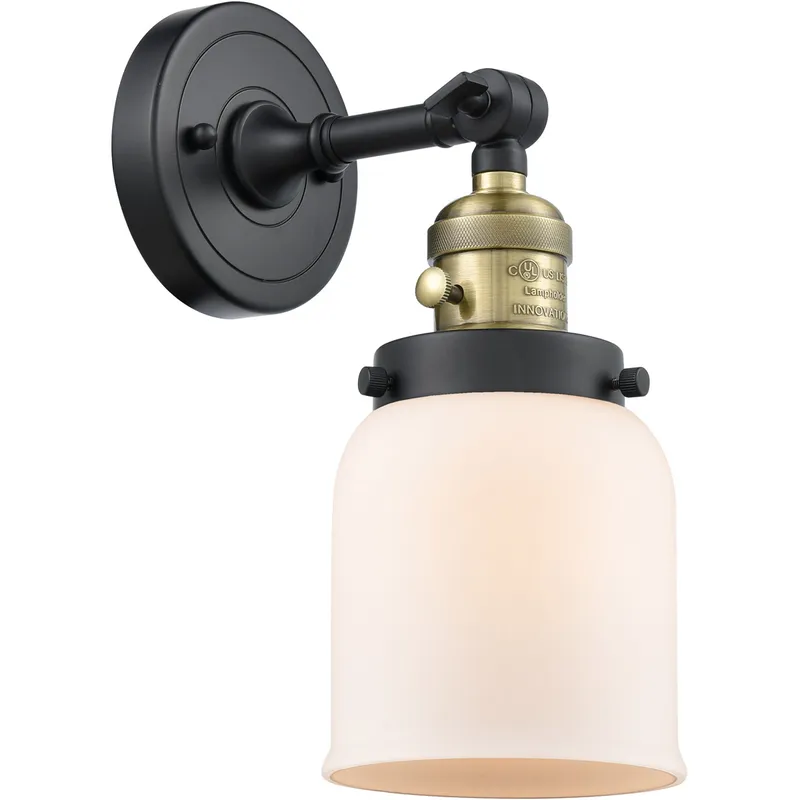 Franklin Restoration Small Bell LED 5 inch Black Antique Brass Sconce Wall Light, Franklin Restoration