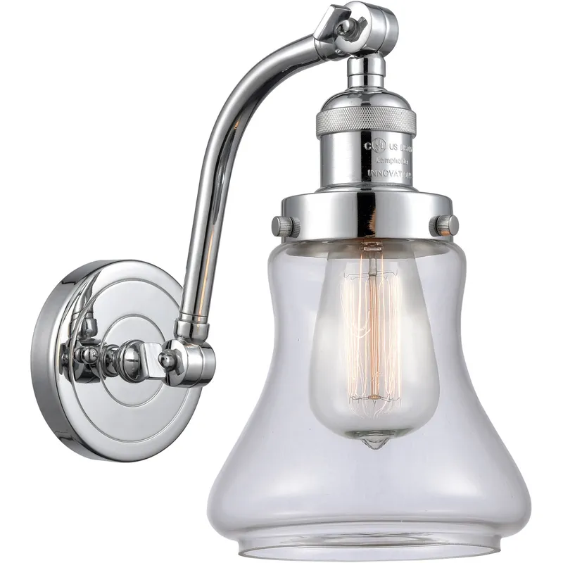 Franklin Restoration Bellmont LED 6.5 inch Polished Chrome Sconce Wall Light in Clear Glass, Franklin Restoration