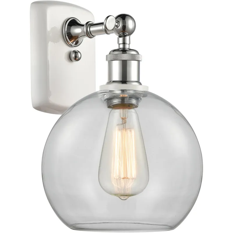 Ballston Athens 1 Light 8 inch White and Polished Chrome Sconce Wall Light