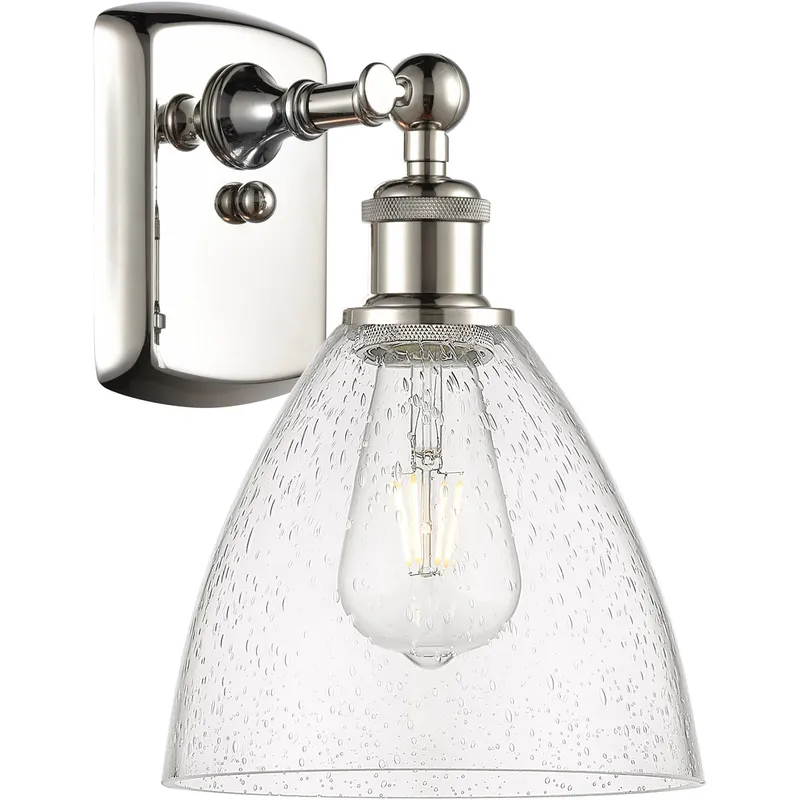 Ballston Ballston Dome LED 8 inch Polished Nickel Sconce Wall Light in Seedy Glass