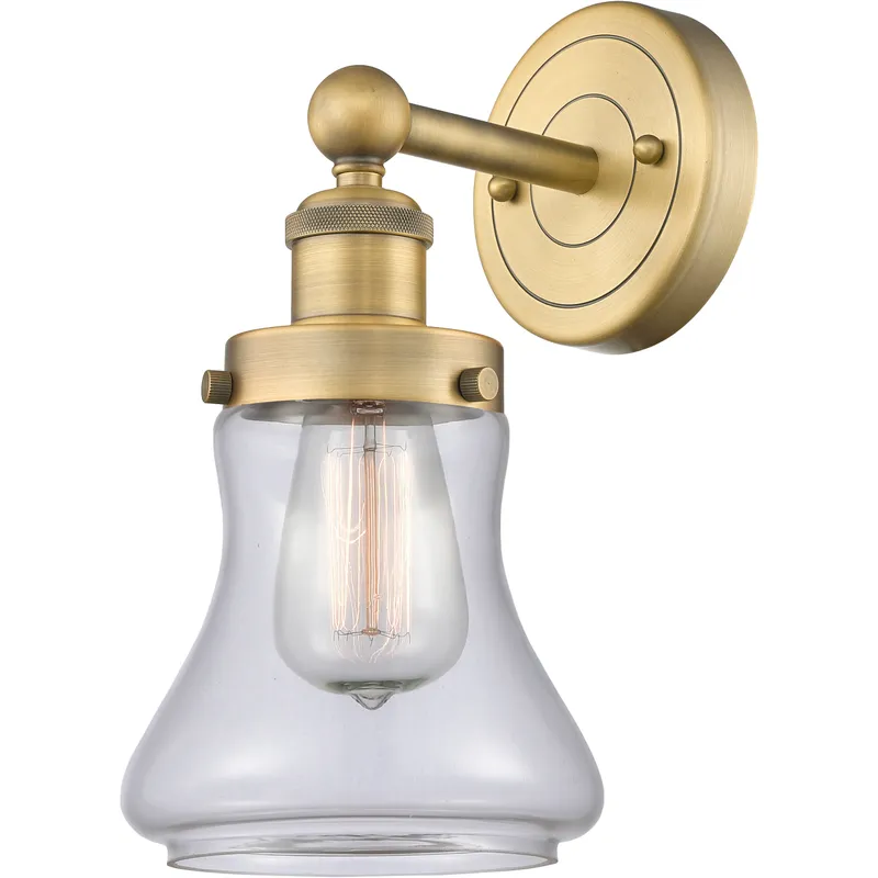 Bellmont Sconce Wall Light in Brushed Brass, Clear