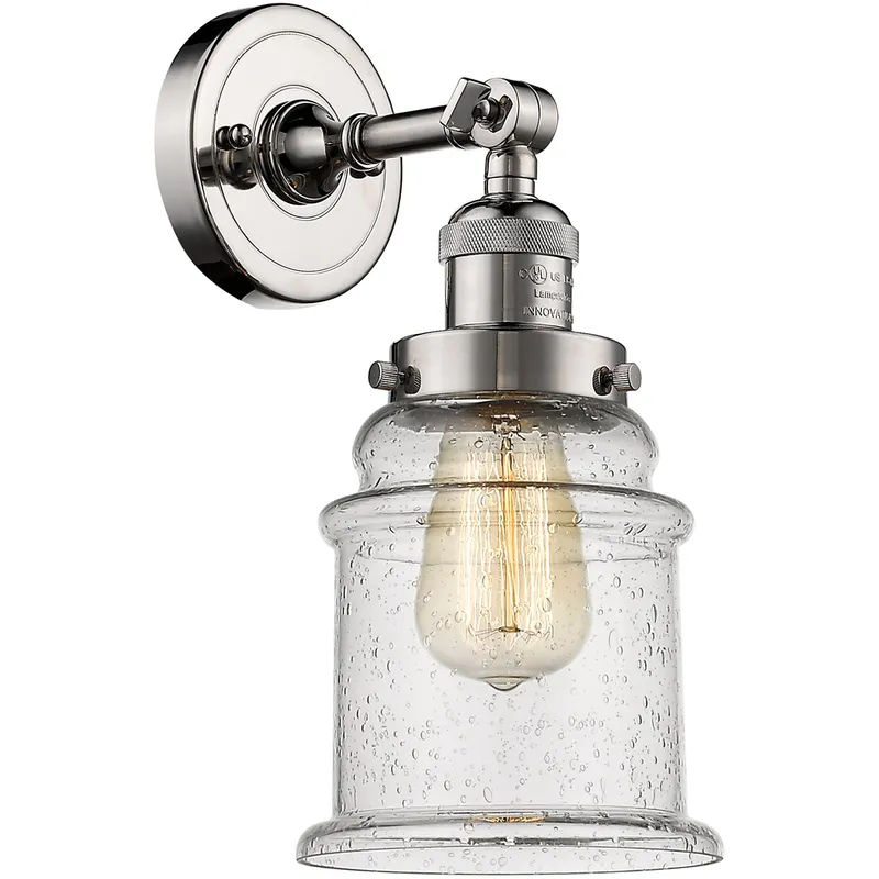 Franklin Restoration Canton LED 7 inch Polished Nickel Sconce Wall Light in Seedy Glass, Franklin Restoration
