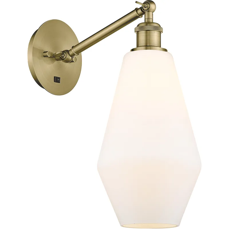Ballston Cindyrella 1 Light 7 inch Antique Brass Sconce Wall Light in Cased Matte White Glass