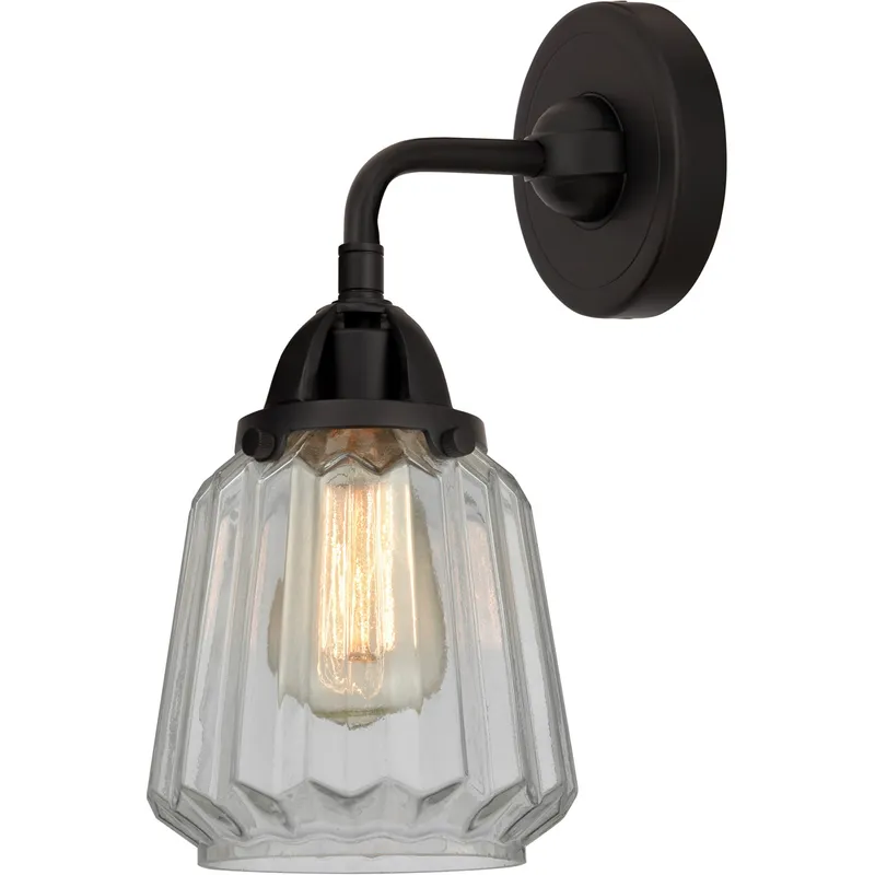 Nouveau 2 Chatham 1 Light 6 inch Matte Black Sconce Wall Light in Clear Glass