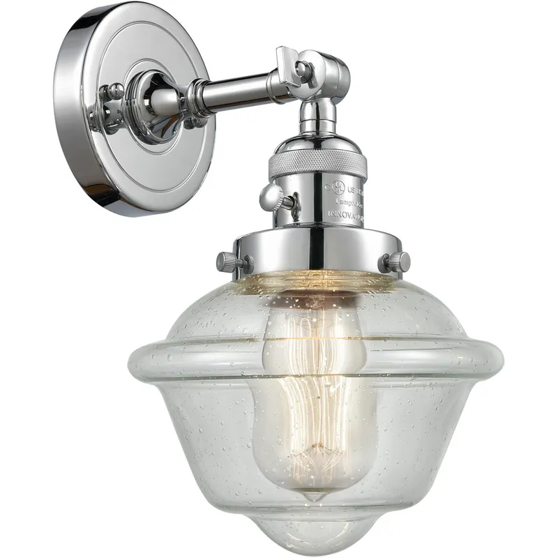 Franklin Restoration Small Oxford 1 Light 8 inch Polished Chrome Sconce Wall Light in Seedy Glass, Franklin Restoration