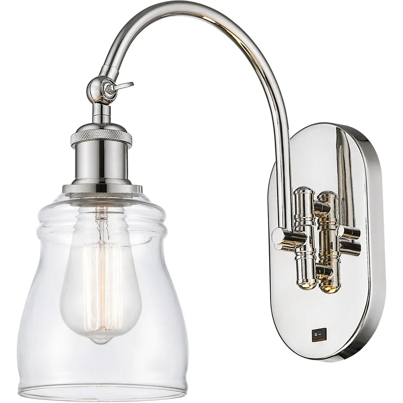 Ballston Ellery 1 Light 5.3 inch Polished Nickel Sconce Wall Light in Clear Glass
