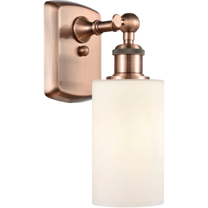 Ballston Clymer 1 Light 4 inch Antique Copper Sconce Wall Light in Matte White Glass, Ballston