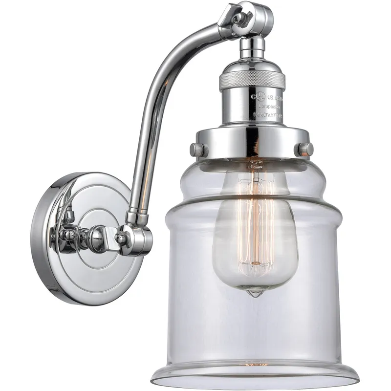 Franklin Restoration Canton 1 Light 7 inch Polished Chrome Sconce Wall Light in Clear Glass, Franklin Restoration