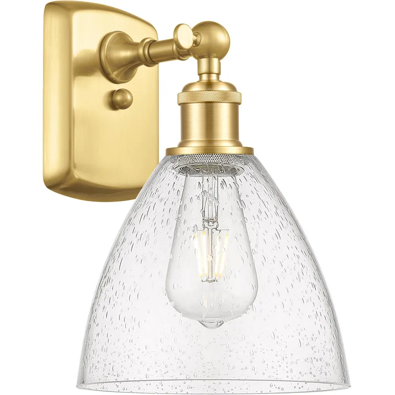 Ballston Ballston Dome LED 8 inch Satin Gold Sconce Wall Light in Seedy Glass