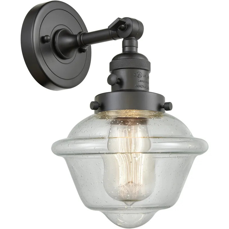 Franklin Restoration Small Oxford 1 Light 8 inch Oil Rubbed Bronze Sconce Wall Light in Seedy Glass, Franklin Restoration
