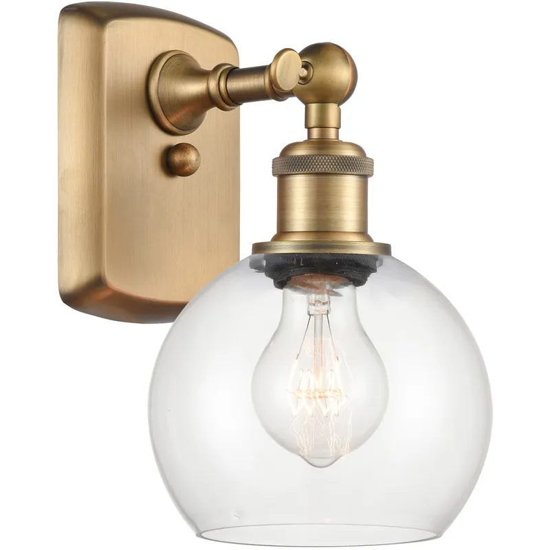 Ballston Athens LED 6 inch Brushed Brass Sconce Wall Light in Clear Glass