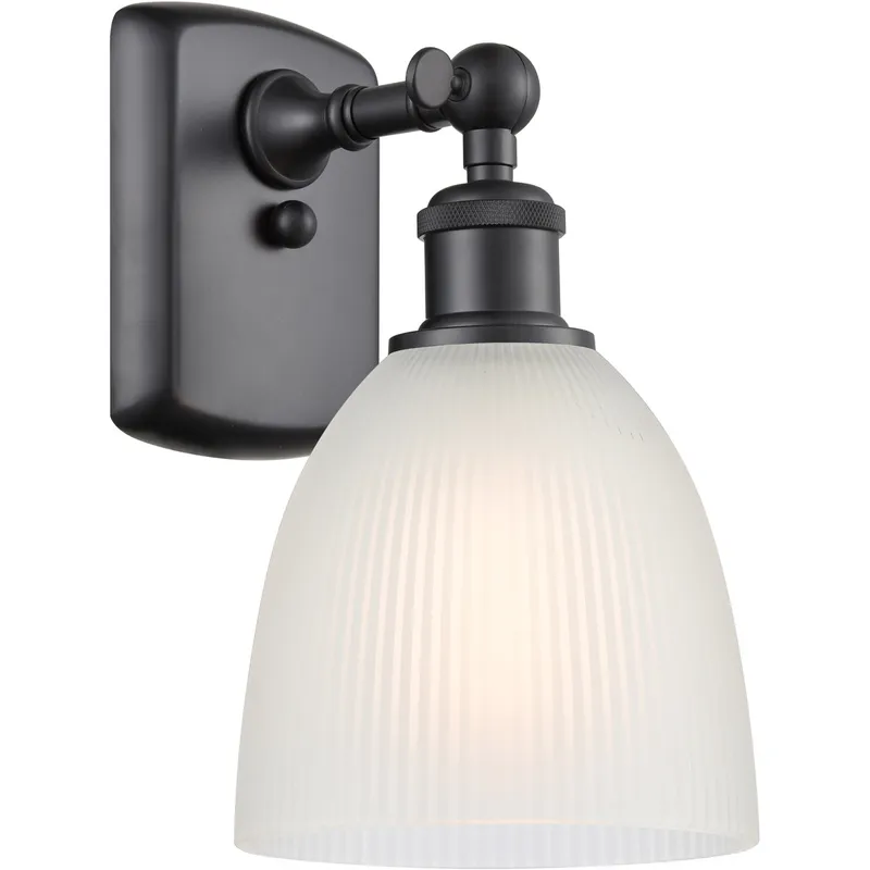 Ballston Castile LED 6 inch Matte Black Sconce Wall Light in White Glass, Ballston