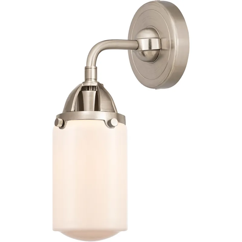 Nouveau 2 Dover 1 Light 5 inch Brushed Satin Nickel Sconce Wall Light in Matte White Glass