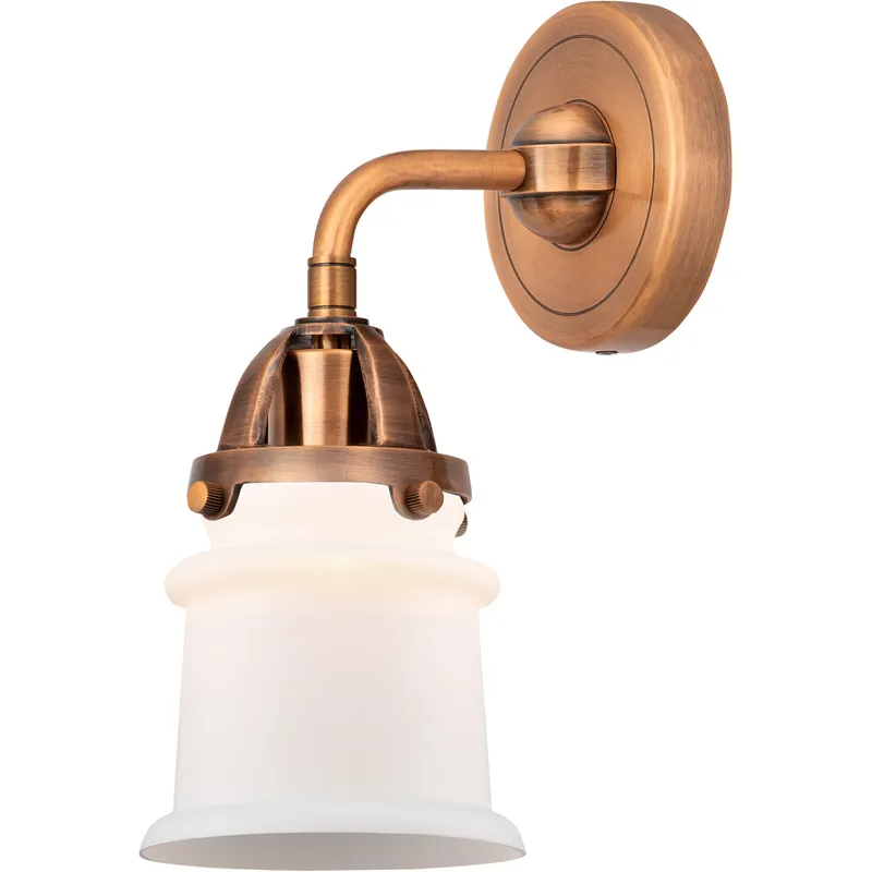 Nouveau 2 Small Canton 1 Light 5.25 inch Antique Copper Sconce Wall Light in Matte White Glass