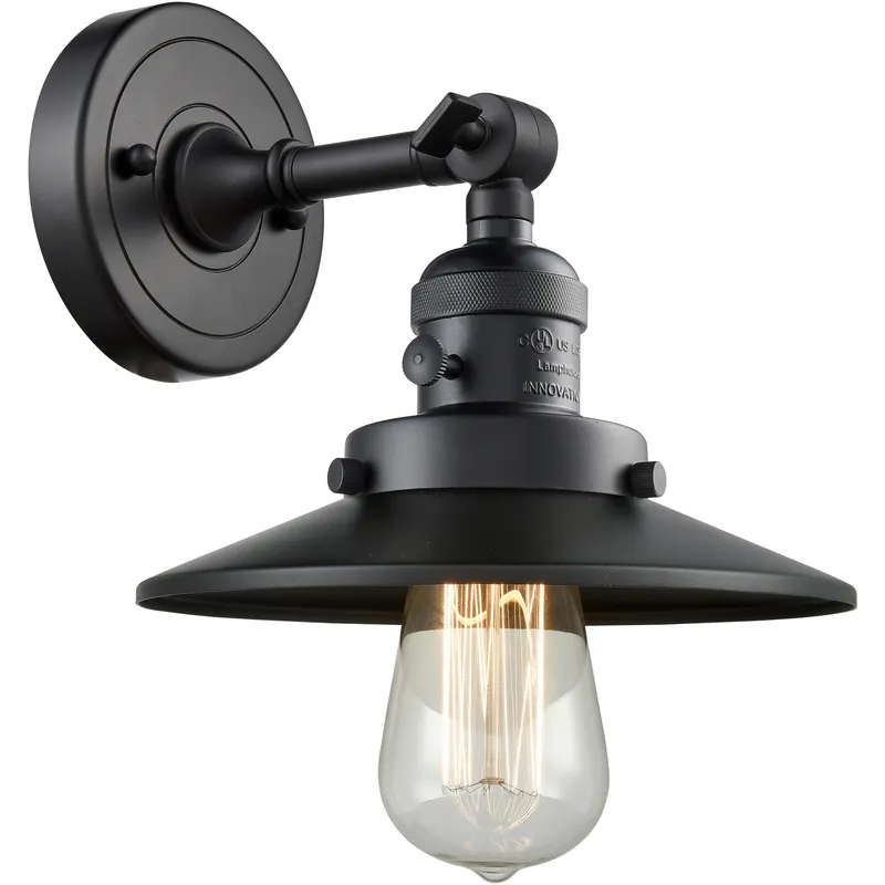 Franklin Restoration Railroad 1 Light 8 inch Matte Black Sconce Wall Light, Franklin Restoration