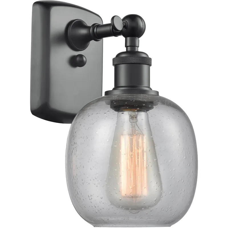 Ballston Belfast LED 6 inch Matte Black Sconce Wall Light in Seedy Glass, Ballston