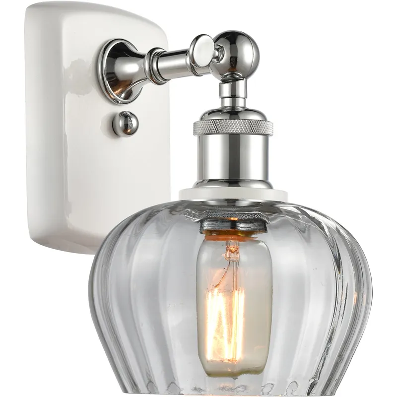 Ballston Fenton LED 7 inch White and Polished Chrome Sconce Wall Light in Clear Glass, Ballston