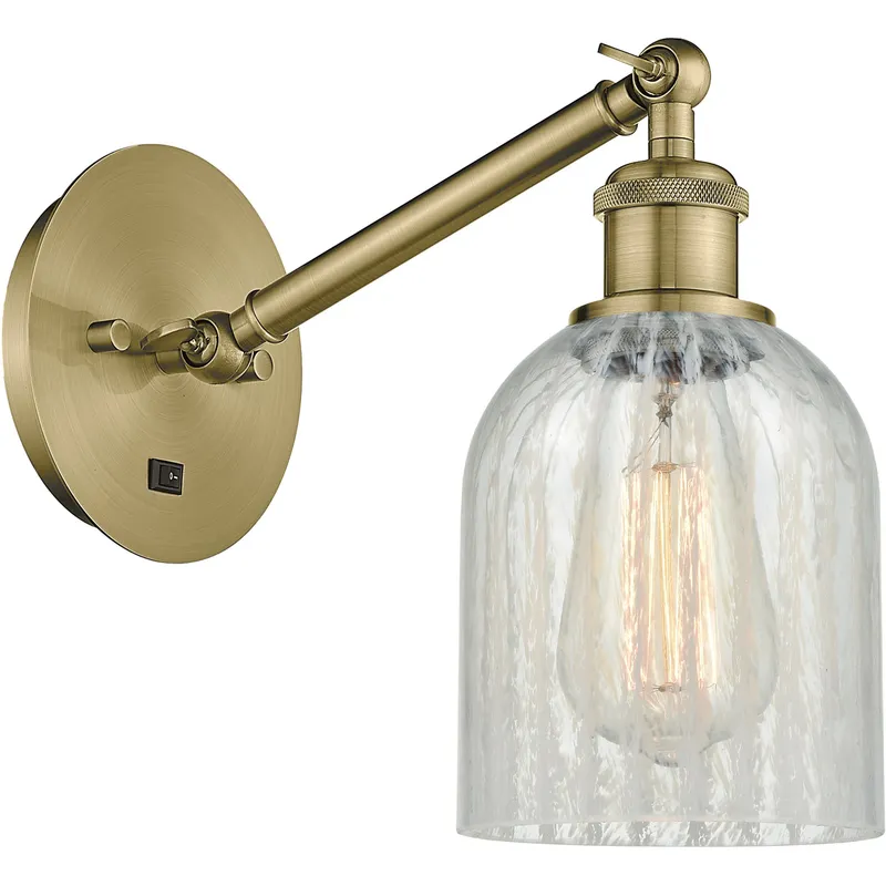Ballston Caledonia LED 5.3 inch Antique Brass Sconce Wall Light in Mouchette Glass