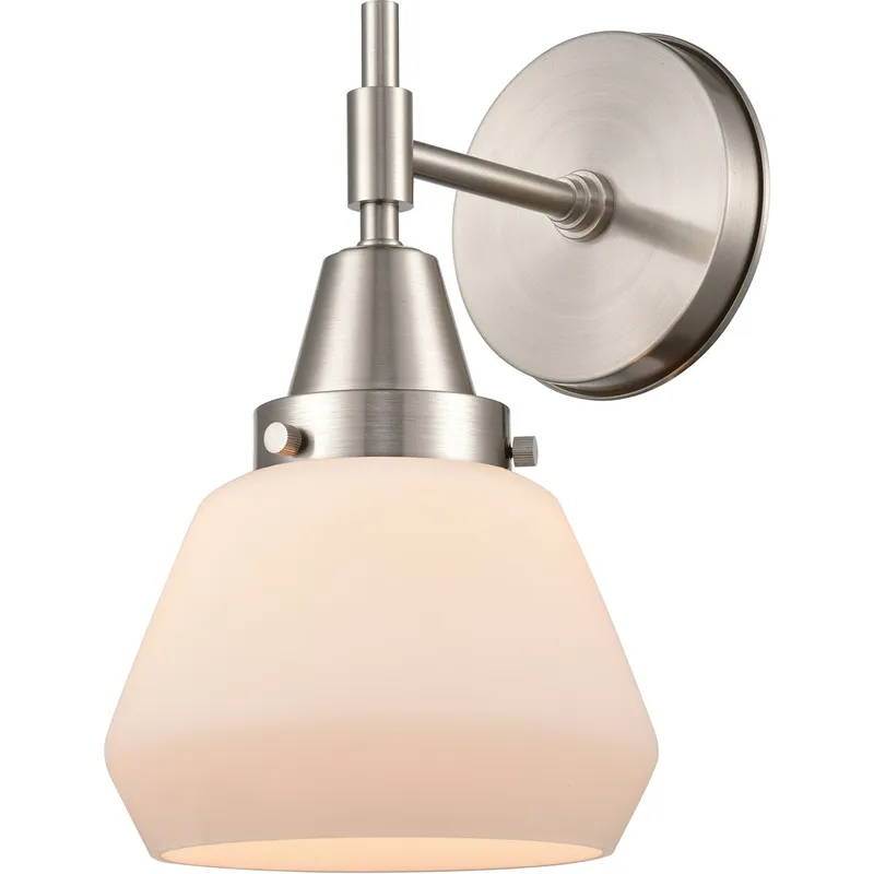 Caden LED 6.75 inch Satin Nickel Sconce Wall Light in Matte White Glass