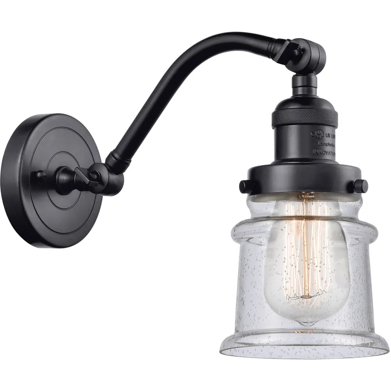 Franklin Restoration Small Canton LED 6.5 inch Matte Black Sconce Wall Light in Seedy Glass, Franklin Restoration