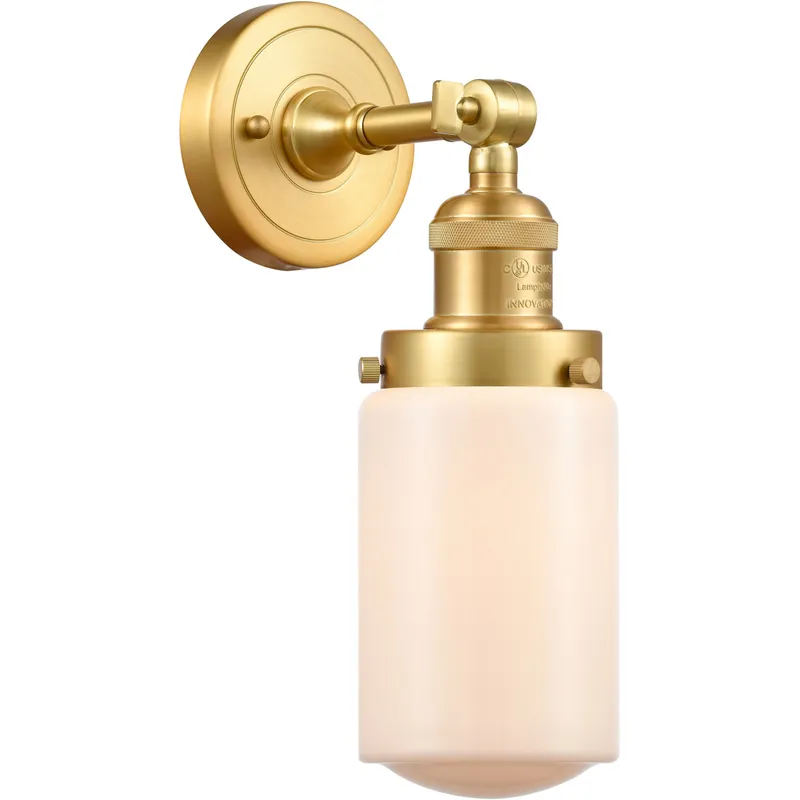Franklin Restoration Dover LED 5 inch Satin Gold Sconce Wall Light in Matte White Glass, Franklin Restoration
