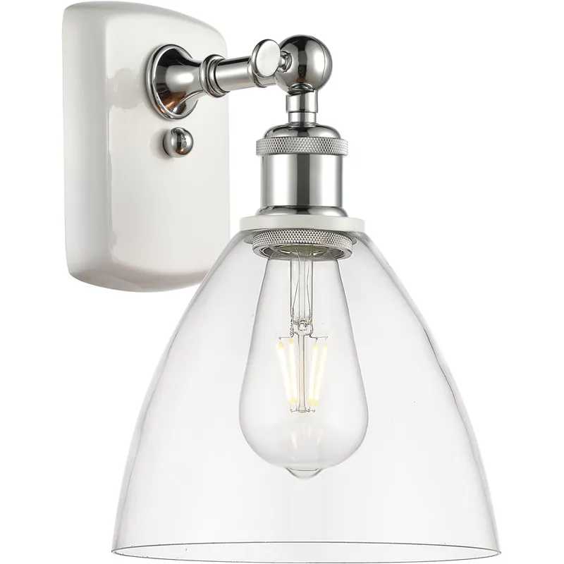 Ballston Ballston Dome LED 8 inch White and Polished Chrome Sconce Wall Light in Clear Glass