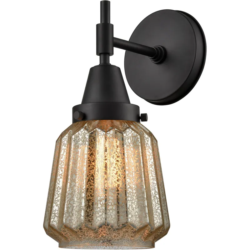 Caden LED 6.25 inch Matte Black Sconce Wall Light in Mercury Glass