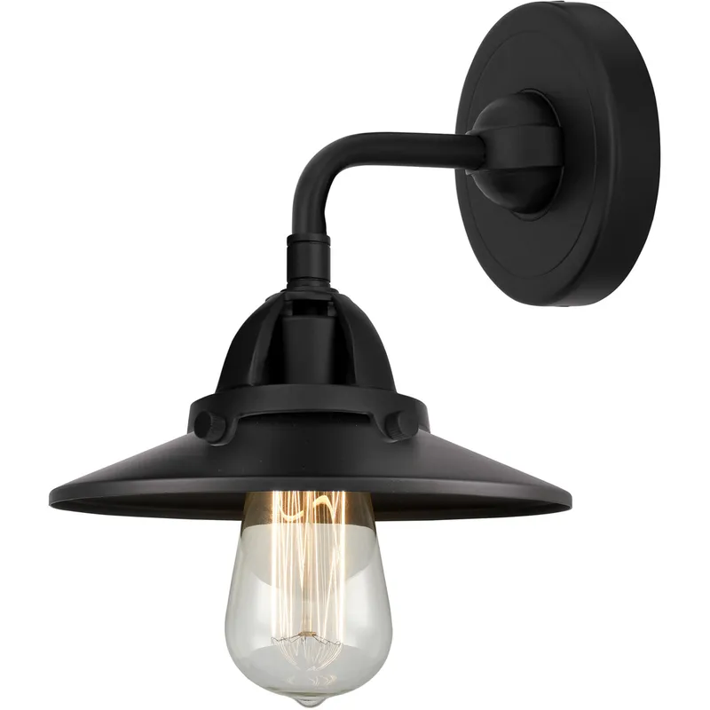Nouveau 2 Railroad 1 Light 8 inch Matte Black Sconce Wall Light